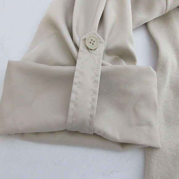 Ann Taylor Cardigan Small Beige Button-Up Roll-Tab Sleeves Knit Silky Cashmere - Picture 6 of 10